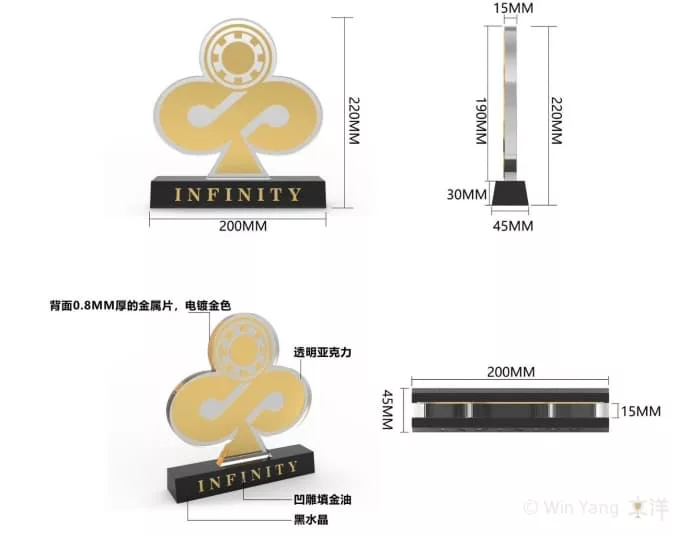 INFINITY德州撲克大賽獎盃設計模擬圖